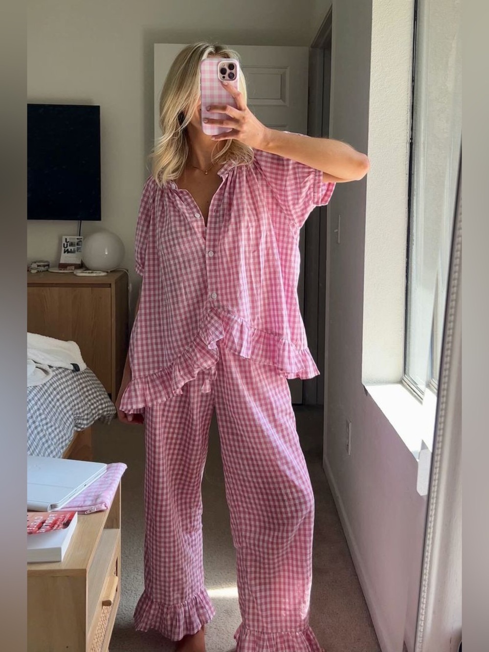 Piyama Sophie Sleep Set in Gingham Berry